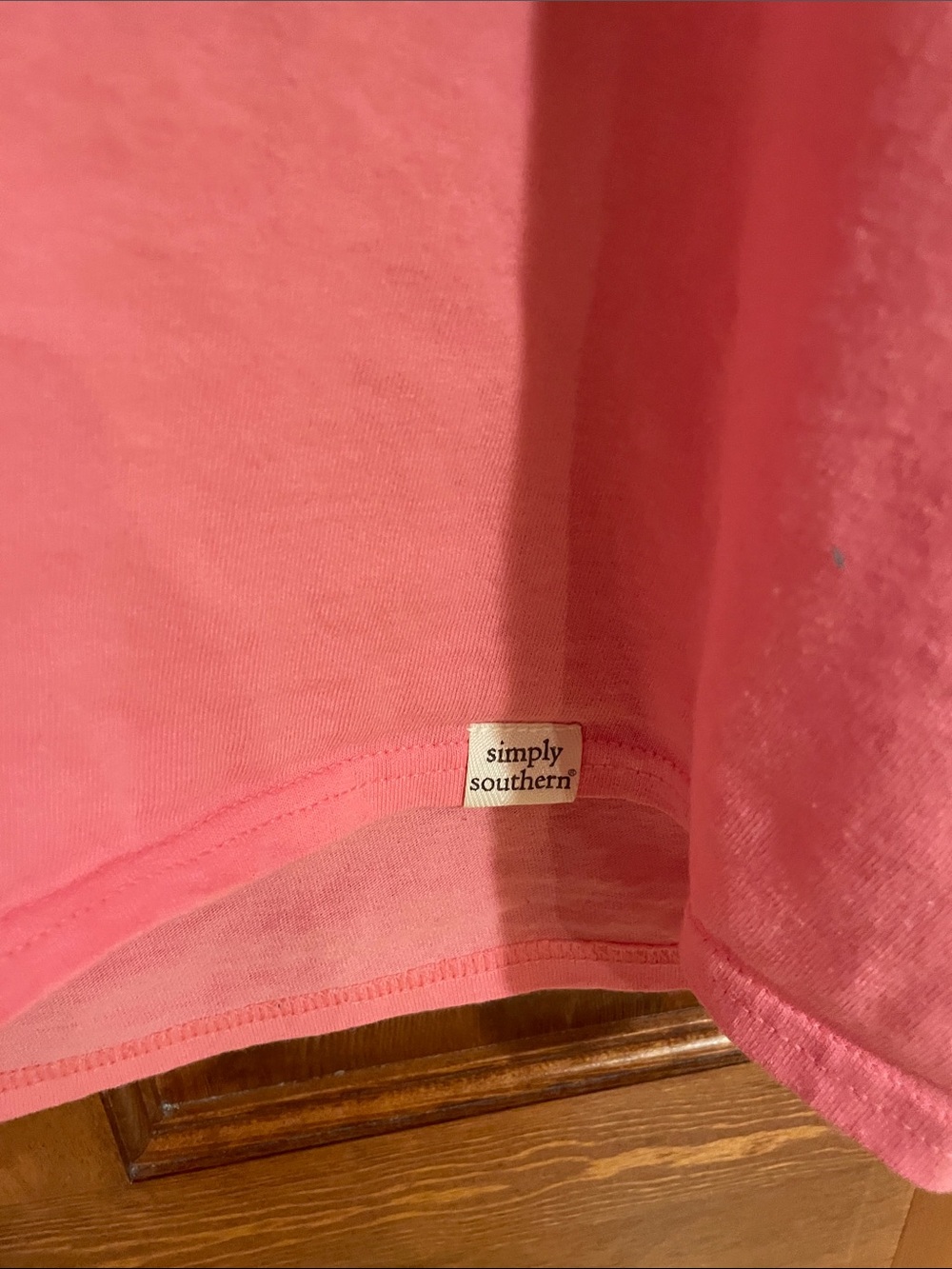 Simply Southern Coral Pink Short Sleeve Tee with Small Logo Turtle - Picture 2 of 7